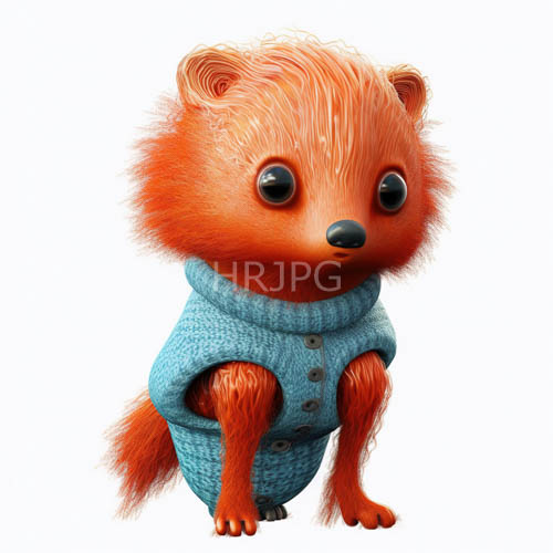red fluffy foxes wear blue knitted sweater designs