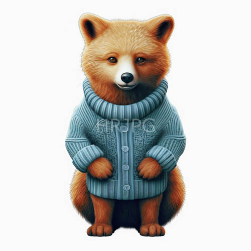 High Resolution: Humanoid Red Foxes Drape Blue Knitted Turtleneck Sweaters download. | HRJPG.com