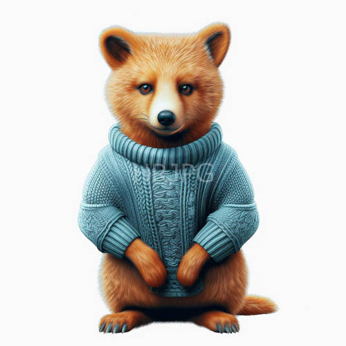 rugged brown bears wear thick blue knitted turtlenecks
