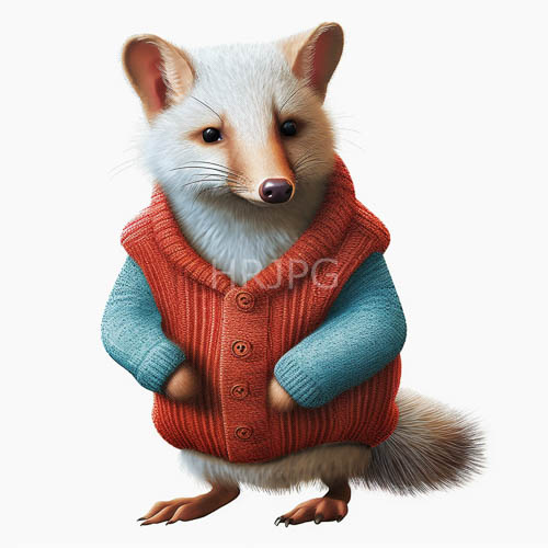 red knitted vests adorn white anthropomorphic fox characters