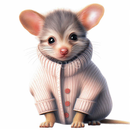 High Resolution: Realistic Large Eared Mice Wear Light Beige Sweaters download. | HRJPG.com