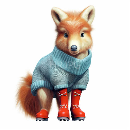 playful red fox cubs wear teal knitted sweaters
