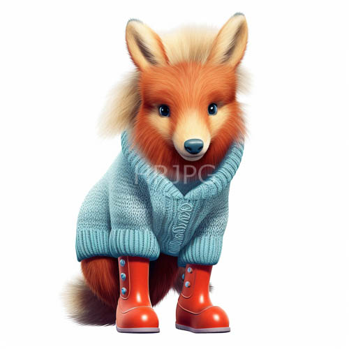 blue eyed red foxes wear light teal sweaters