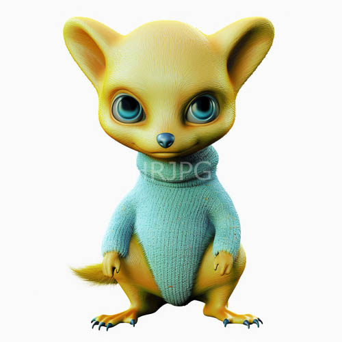 large eared fennec foxes wear light blue sweaters