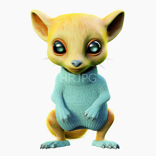 yellow furred fennec foxes wear oversized teal sweaters