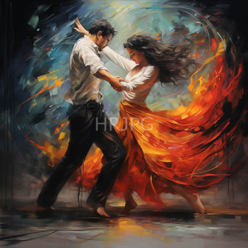 fluid motions define dancers holding hands in motion