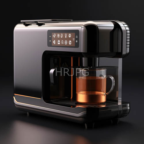 glossy black espresso machines feature vibrant orange buttons