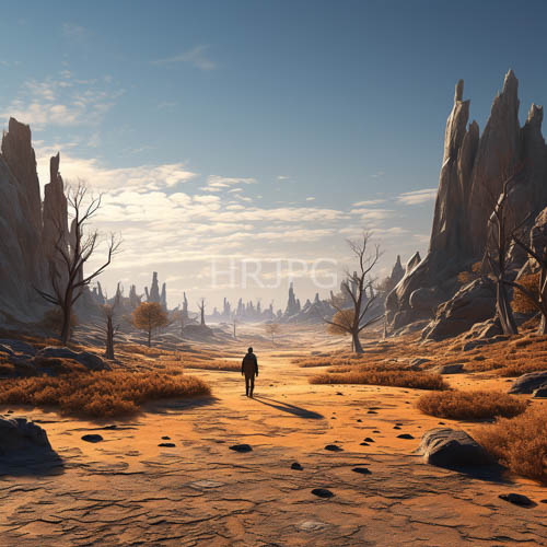 jagged rock formations frame paths leading to cities