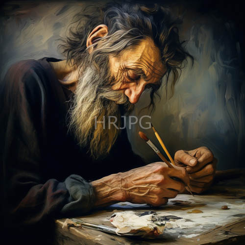 High Resolution: Gray Haired Bearded Men Sketch With Graphite Pencils download. | HRJPG.com