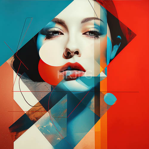 vibrant colors blend with realistic portraiture study lines