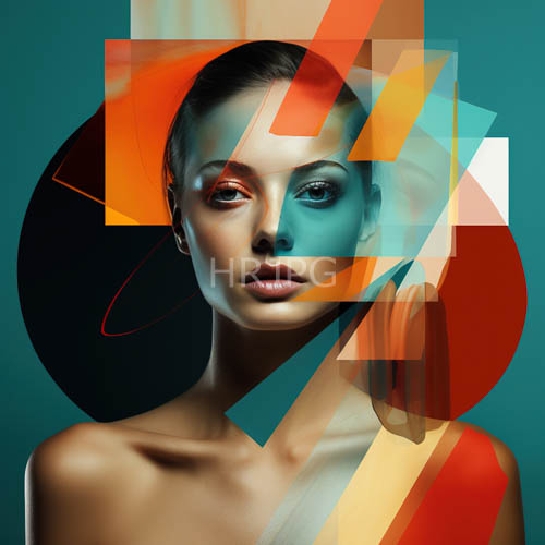 High Resolution: Sleek Haired Attractive Women Stand Against Teal Backgrounds download. | HRJPG.com
