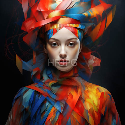 delicate pale skinned women wear abstract ribbon headdresses