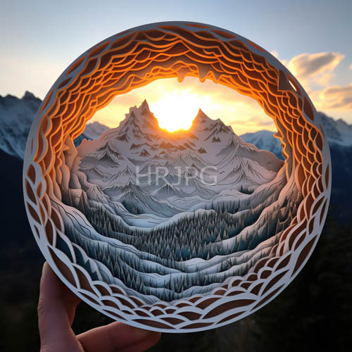 lattice patterned wooden frames showcase snow capped mountains
