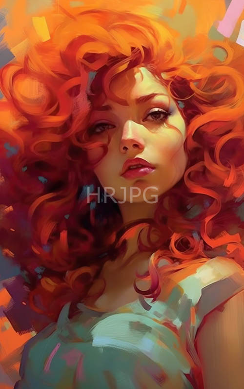 High Resolution: Red Curls Catch Light Against Orange Yellow Backgrounds download. | HRJPG.com