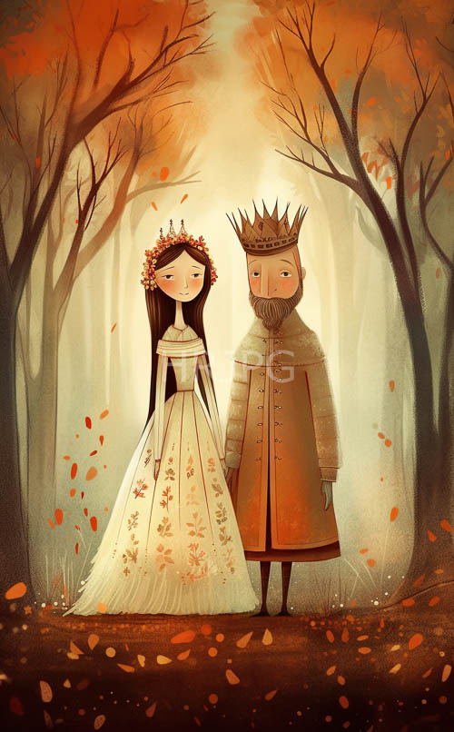 hand in hand figures walk along autumn forest paths