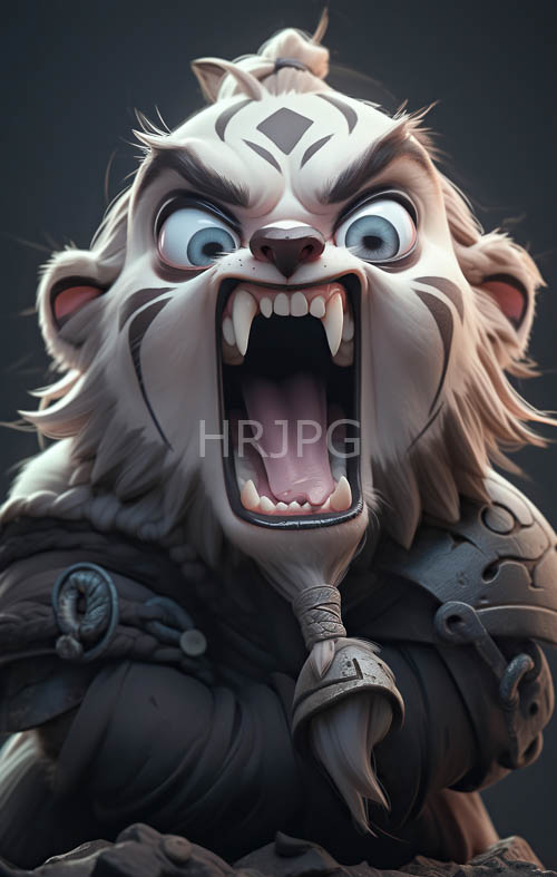 fierce white furred tigers roar within high contrast compositions