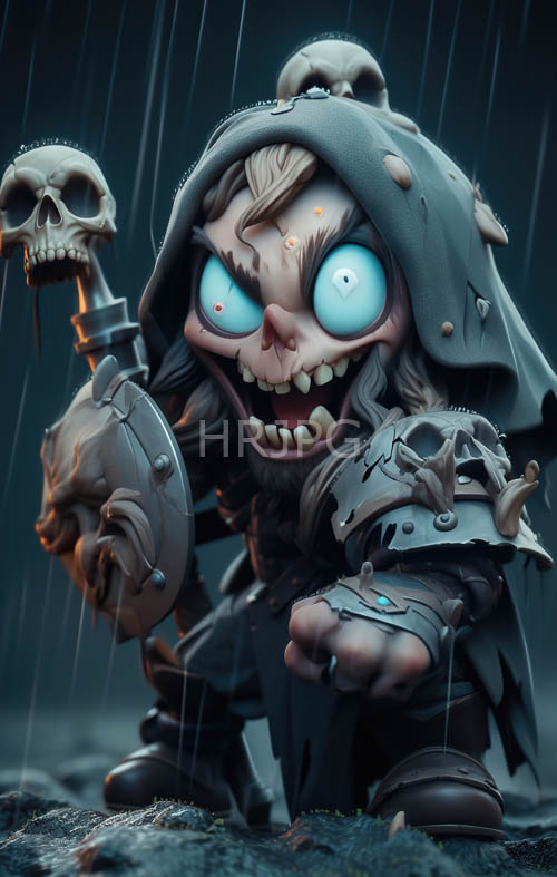 skull staff creatures emerge from rainy night scenes daily