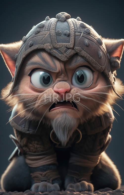 gray furred felines wear medieval helmets with rivets today