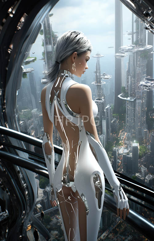 High Resolution: Silver Haired Visionaries Stand Beside Large Circular Window Portals download. | HRJPG.com