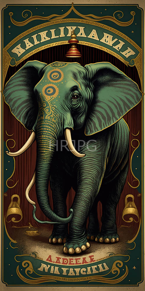 ornate circus elephants stand on wooden plank theater stages