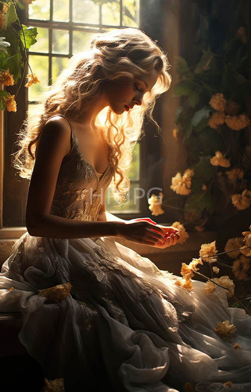 radiantly pure blonde women wear silver lace during sunlight