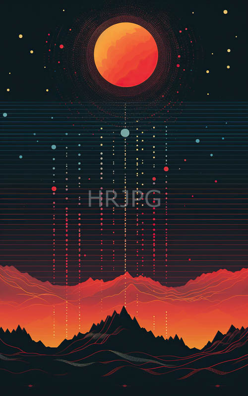High Resolution: Abstract Sunset Scenes Display Vibrant Red Mountain Peaks download. | HRJPG.com