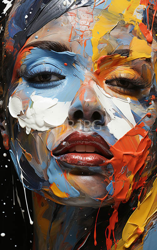 High Resolution: Painted Faced Asian Women Close Eyes In Silence download. | HRJPG.com