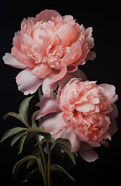 pink peonies bloom against entirely black backgrounds today