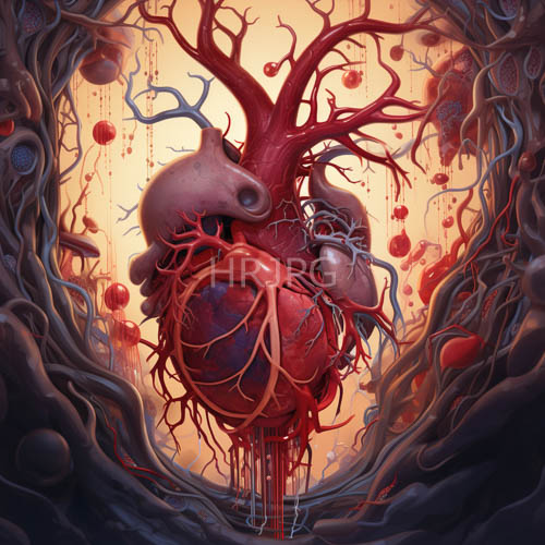 surreal organic anatomy expands like tree roots in fleshy orange and deep blue environments