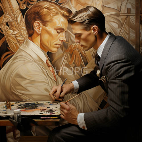 High Resolution: Traditional Suits Define the Aesthetic of Calm Concentration in an Elegant Art Studio download. | HRJPG.com
