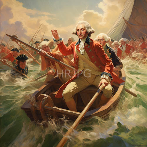 turbulent battleworn waters spray around military boots in oil brushstrokes