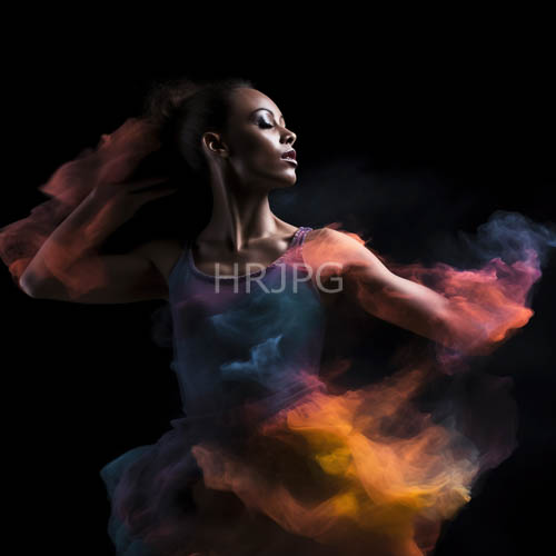 swirling color powders and dense smoke drift past dynamic dancing bodies