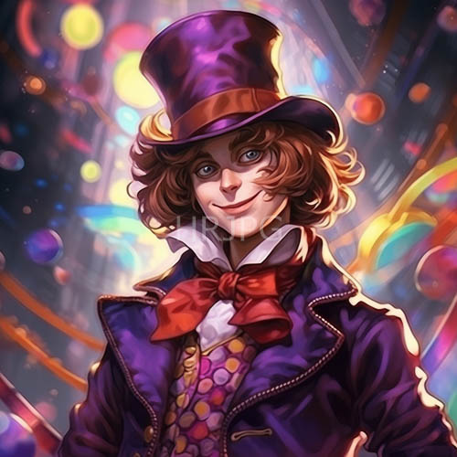 High Resolution: Androgynous Clown Figure Amidst Whimsical Bokeh Lights in Vibrant Circus Setting download. | HRJPG.com
