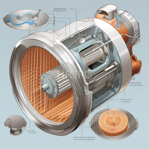 mechanical turbocharger crosssection with internal and external components exposed in detail