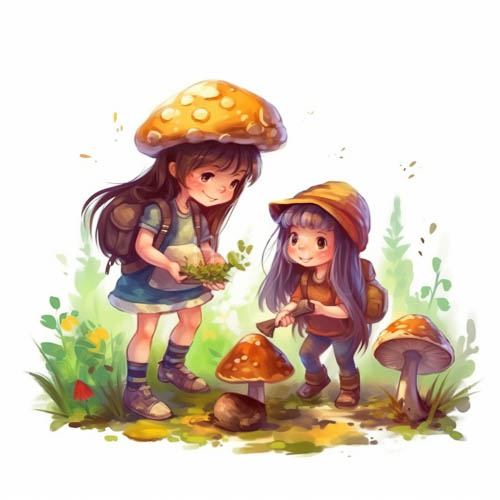 children wander through enchanted forest filled with wonders of nature and discovery