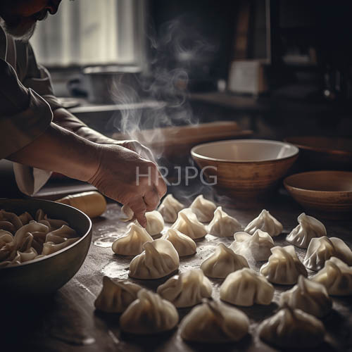 soft ambient light warms flour dusted wooden counters and dough bowls