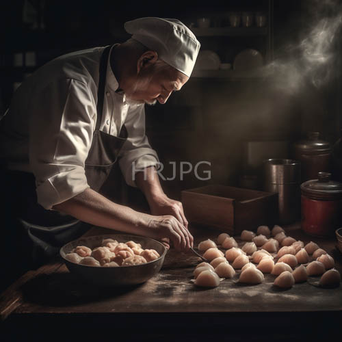 dimly lit wooden walls enclose sizzling cast iron egg pans