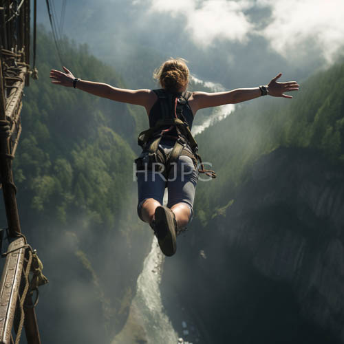 canyon leap suspends adventure amidst cloudy forest expanse