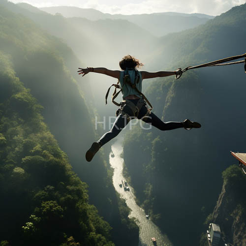 mountain valleys unfolding below suspended ziplining adventurer amidst sunlit verdant landscape