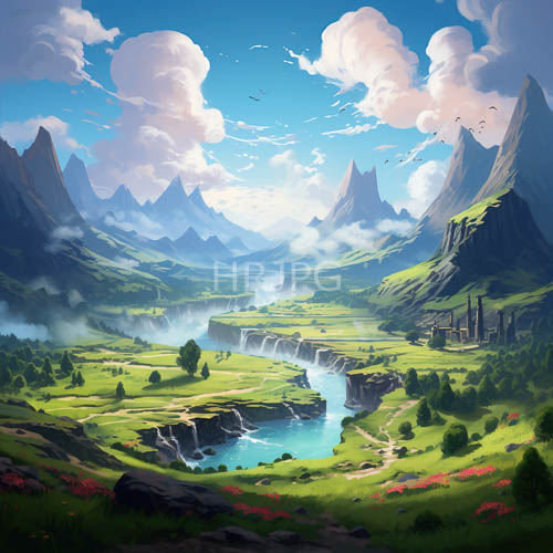 serene lush landscapes unfold across vast expanses of undulating mountainsides