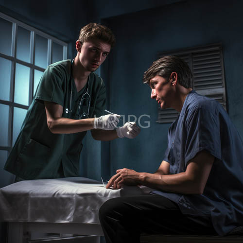 cool professional overhead lighting reflects off sterile metal surgical trays