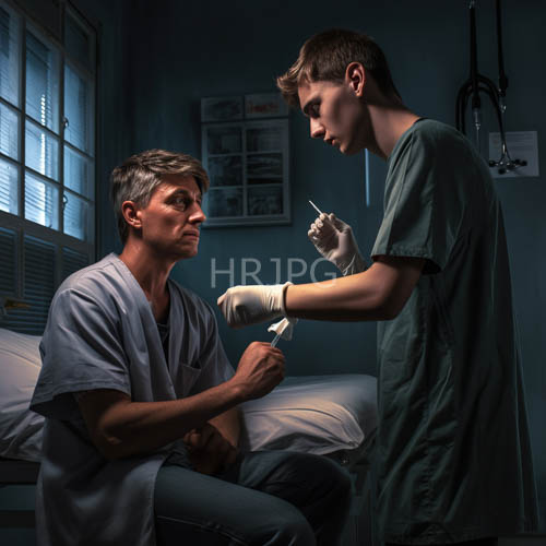 low intensity hospital light illuminates sterile surgical gloves and instruments