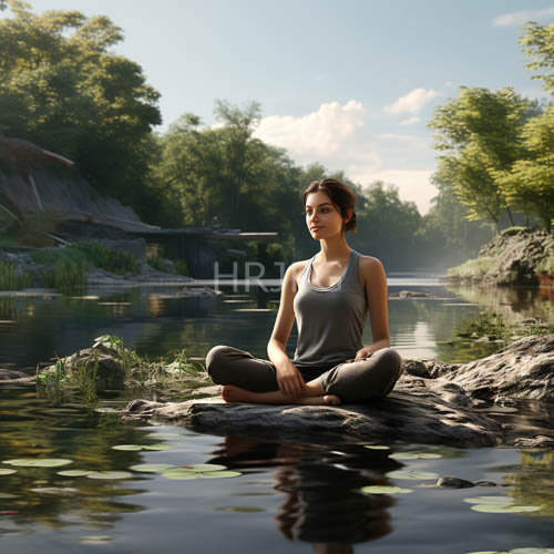 fitness and nature converge in a serene river valley landscape setting