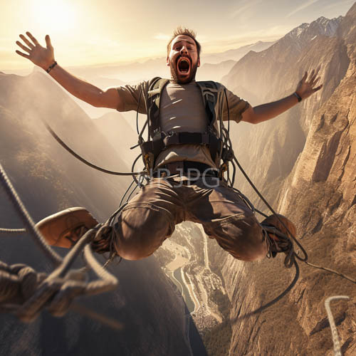 High Resolution: Rugged cliff ledges drop away beneath midair leaps and joyful expressions download. | HRJPG.com