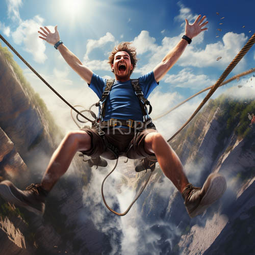 open skies stretch over rocky terrain where cliff jumpers showcase high leaps