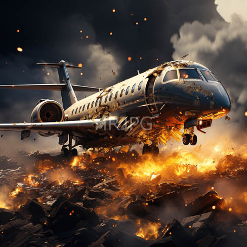 High Resolution: Exploded jet plane crashes onto rugged scorched terrain amidst billowing flames and smoke download. | HRJPG.com