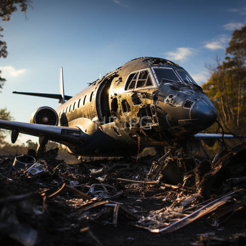 crashed jets undergo sunset decay on wrecked runway amidst scorched ground