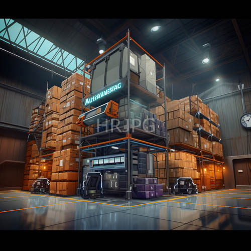 industrial warehouse symmetry of cardboard boxes and machinery