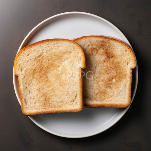 High Resolution: Layered Toast on Porcelain Plate Against Dark Gray Background download. | HRJPG.com