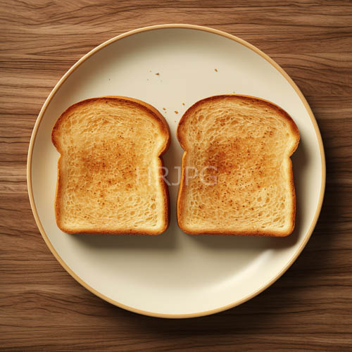 elegant toast on ornate porcelain amidst wood grain illumination